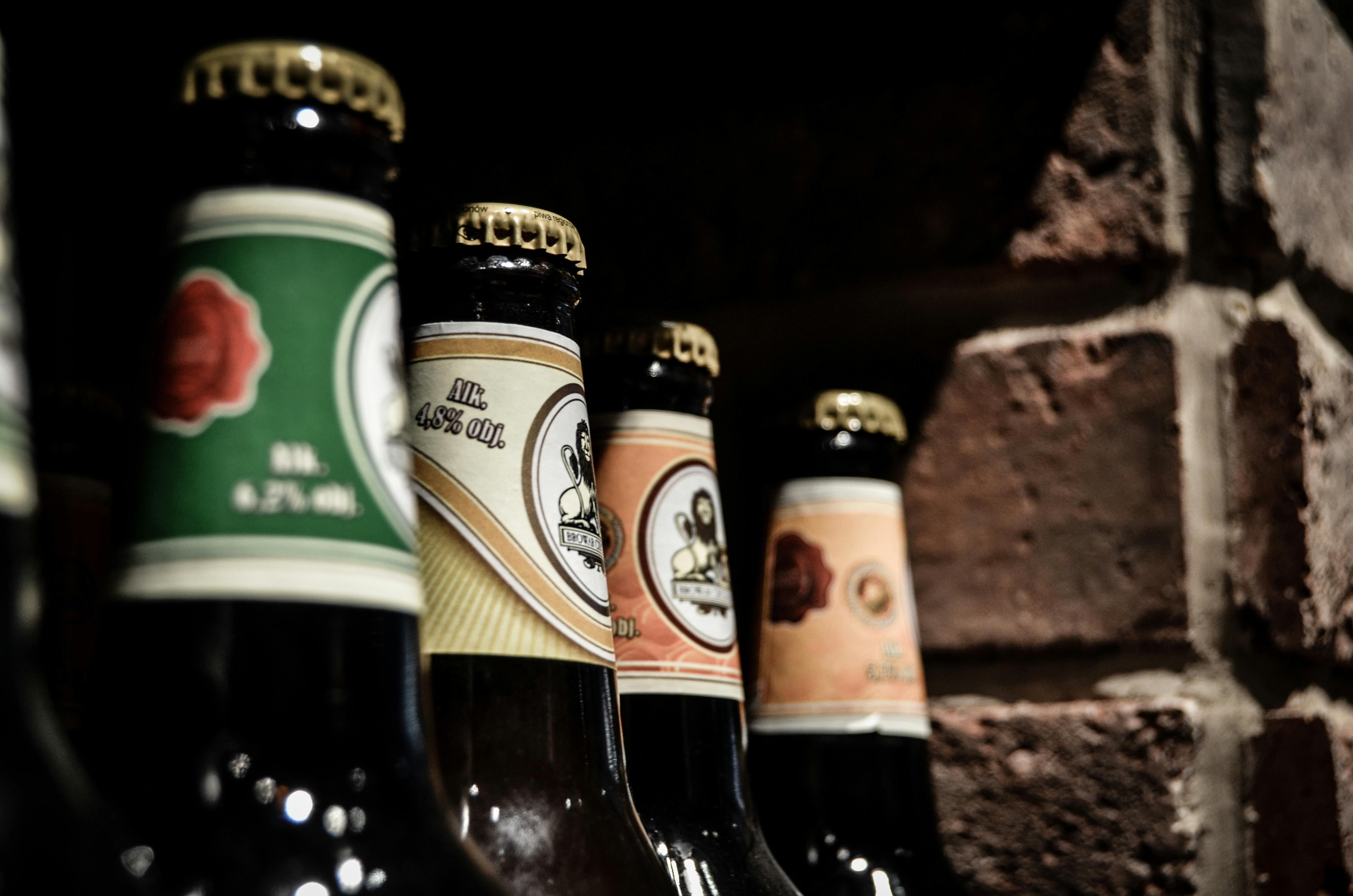 Various beverages and bottles